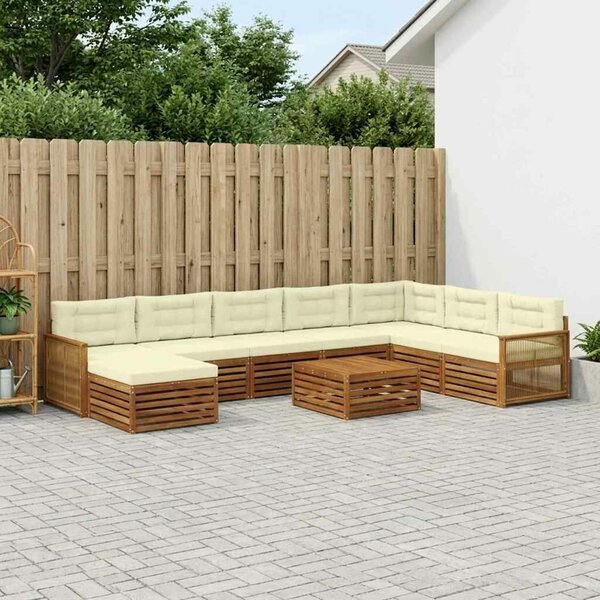 VidaXL Kültéri kanapé szett párnával 9 pcs Természetes és krémszínű