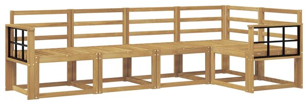 VidaXL Kültéri kanapé szett 5 pcs Fehér Tömör Akácfa