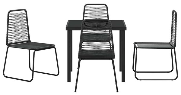VidaXL Kert étkező szett 5 pcs Fekete Porszórt acél