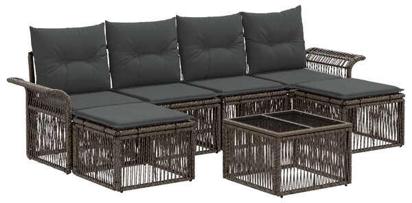 VidaXL Kerti Kanapé Szett 7 pcs Szürke polirattan