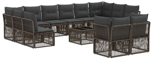 VidaXL Kerti Kanapé Szett 13 pcs Szürke polirattan