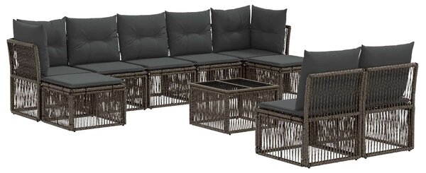 VidaXL Kerti Kanapé Szett 10 pcs Szürke polirattan