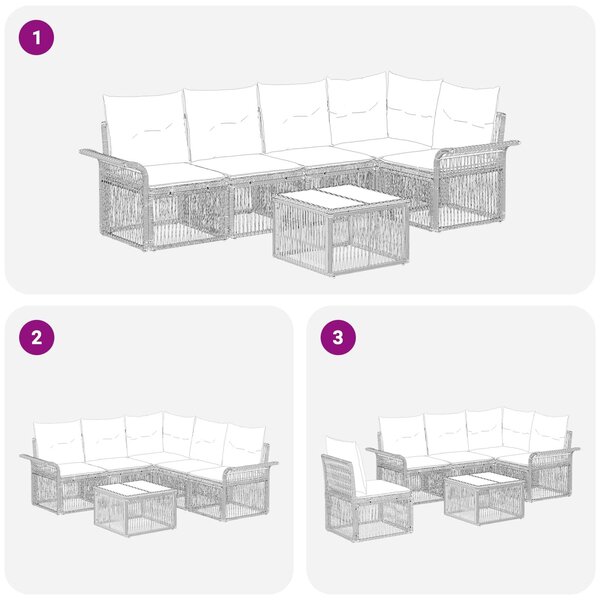 VidaXL Kerti Kanapé Szett 6 pcs Bézs polirattan