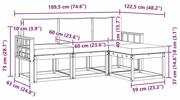 VidaXL Kültéri kanapé szett 4 pcs
