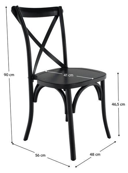 KONDELA Szék, tömör fa, fekete, SAMILO