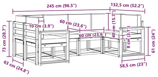VidaXL Kültéri kanapé szett párnával 6 pcs Fehér és Bézs