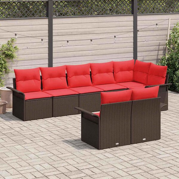 VidaXL Kerti Kanapé Szett párnával 8 pcs Barna polirattan