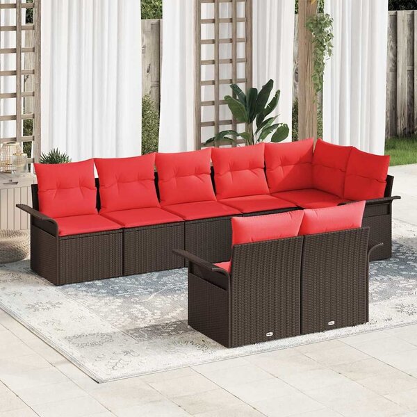 VidaXL Kerti Kanapé Szett párnával 8 pcs Barna polirattan