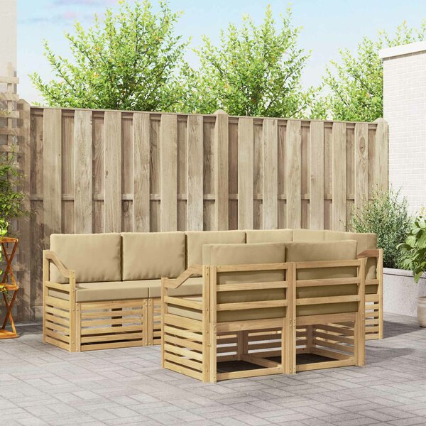 VidaXL Kültéri kanapé szett 7 pcs Fehér és Bézs 245 x 126,5 x 73 cm