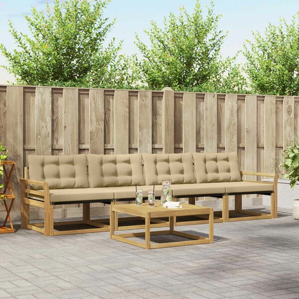 VidaXL Kültéri kanapé szett 5 pcs Fehér és Bézs 79 x 79 x 37 cm
