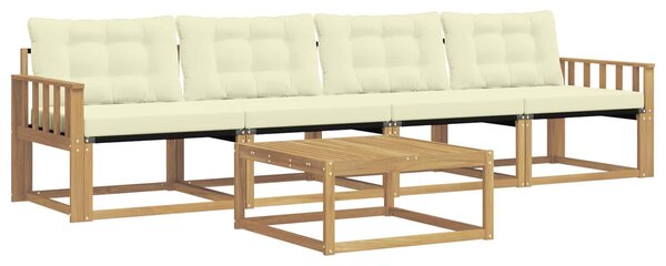 VidaXL Kültéri kanapé szett 5 pcs Fehér és Krém színű 79 x 79 x 37 cm