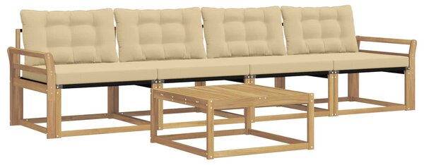 VidaXL Kültéri kanapé szett 5 pcs Fehér és Bézs 79 x 79 x 37 cm