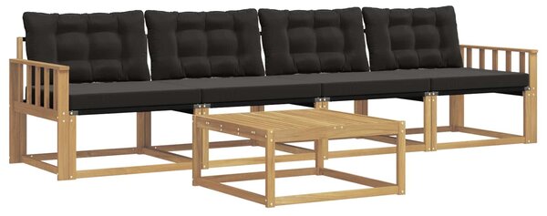 VidaXL Kültéri kanapé szett 5 pcs Fehér és Fekete 79 x 79 x 37 cm