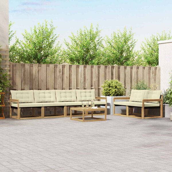 VidaXL Kültéri kanapé szett 7 pcs Fehér és Krém színű 79 x 79 x 37 cm