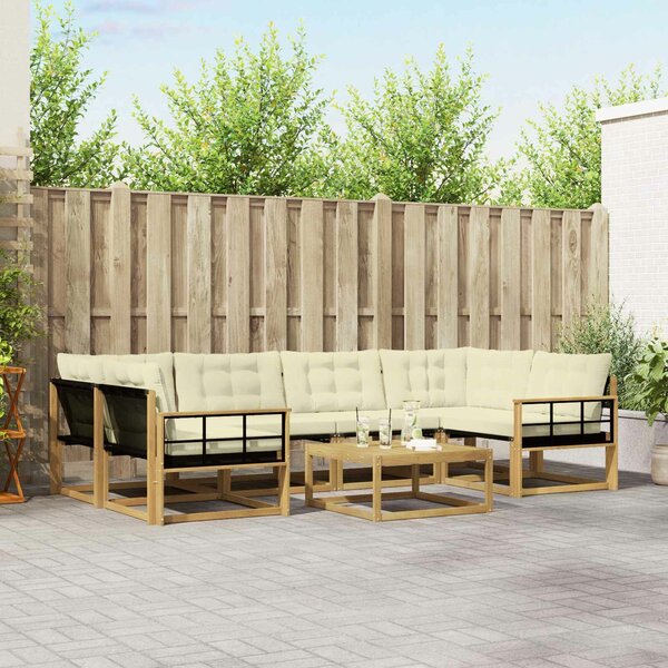 VidaXL Kültéri kanapé szett 7 pcs Fehér és Krém színű 79 x 79 x 37 cm