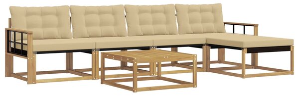 VidaXL Kültéri kanapé szett 6 pcs Fehér és Bézs 79 x 79 x 37 cm