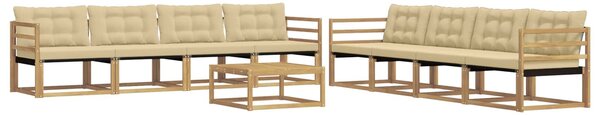 VidaXL Kültéri kanapé szett 9 pcs Fehér és Bézs 79 x 79 x 37 cm