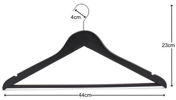 44cm Matt Fekete Nadrágtartós Fa Vállfa