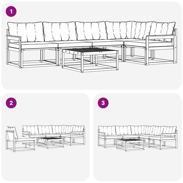 VidaXL Kültéri kanapé szett 6 pcs Fehér és Krém színű 79 x 79 x 37 cm