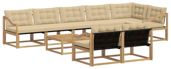 VidaXL Kültéri kanapé szett 9 pcs Fehér és Bézs 79 x 79 x 37 cm
