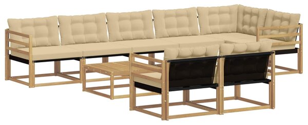 VidaXL Kültéri kanapé szett 9 pcs Fehér és Bézs 79 x 79 x 37 cm