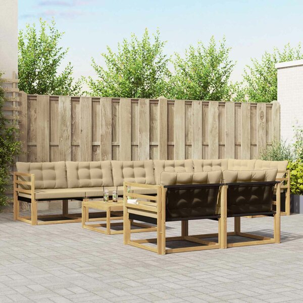 VidaXL Kültéri kanapé szett 9 pcs Fehér és Bézs 79 x 79 x 37 cm