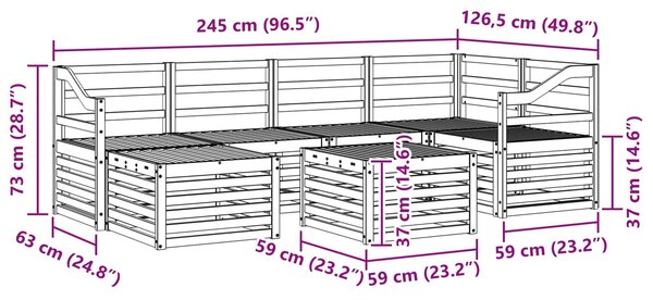 VidaXL Kültéri kanapé szett 7 pcs Fehér Poliészter