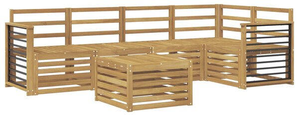 VidaXL Kültéri kanapé szett 6 pcs Fehér 59 x 59 x 37 cm Tömör Akácfa