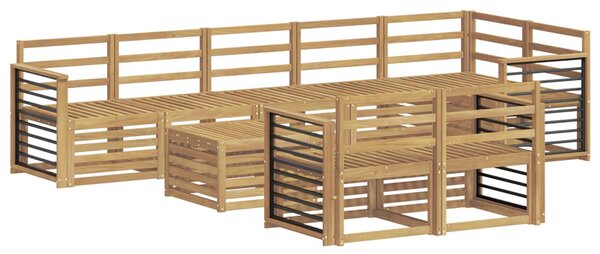 VidaXL Kültéri kanapé szett 9 pcs Fehér 59 x 59 x 37 cm Tömör Akácfa