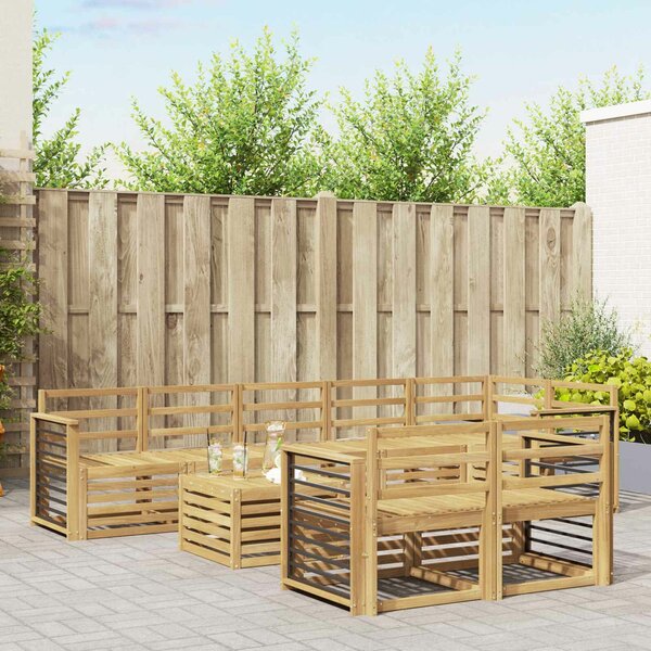 VidaXL Kültéri kanapé szett 9 pcs Fehér 59 x 59 x 37 cm Tömör Akácfa