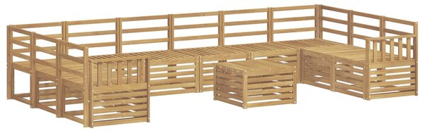VidaXL Kültéri kanapé szett 11 pcs Fehér 59 x 59 x 37 cm Tömör Akácfa
