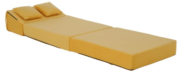 KONDELA Összecsukható matrac/fotel, 2v1, sárga, PELOS