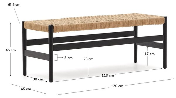 Fekete-natúr színű pad Zaide – Kave Home