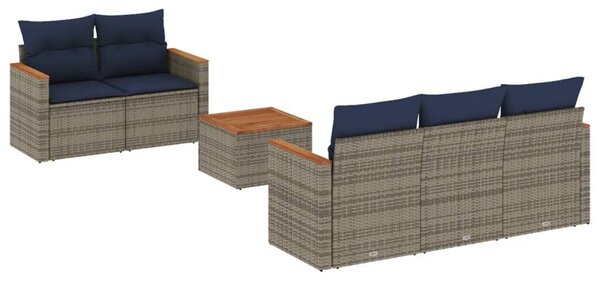 VidaXL 6 db szürke polyrattan kerti kanapégarnitúra párnákkal