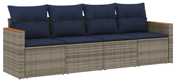 VidaXL 4 db szürke polyrattan kerti kanapégarnitúra párnákkal