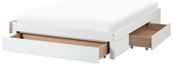 Ágy tárolófiókokkal fejtámla nélkül GIAT Keményfa Fehér 160 x 200 cm
