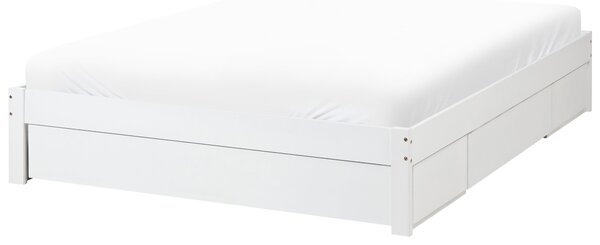 Ágy tárolófiókokkal fejtámla nélkül GIAT Keményfa Fehér 160 x 200 cm