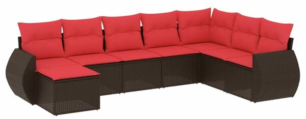 VidaXL 8 db barna polyrattan kerti kanapégarnitúra párnákkal