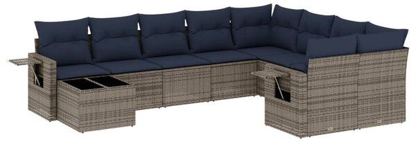 VidaXL 10 db szürke polyrattan kerti kanapégarnitúra párnákkal