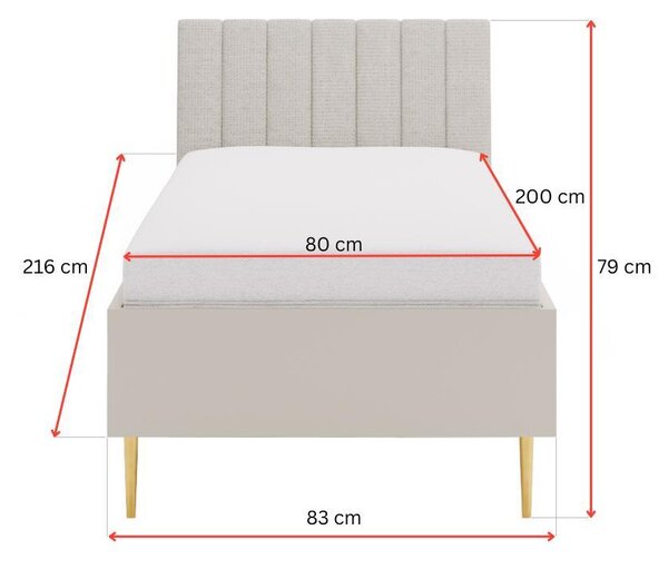 Egyszemélyes ágy 80 cm Bellic B6 (kasmír) (ágyráccsal)