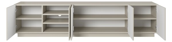 Asha TV-szekrény 200 cm, ötajtós, bordázott előlap - kasmír