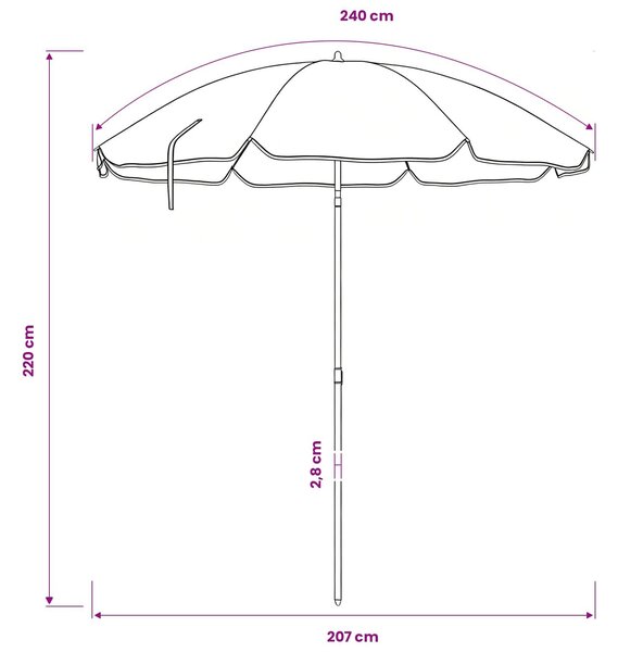 VidaXL Kerti napernyő 240 cm 170T poliészter Narancssárga