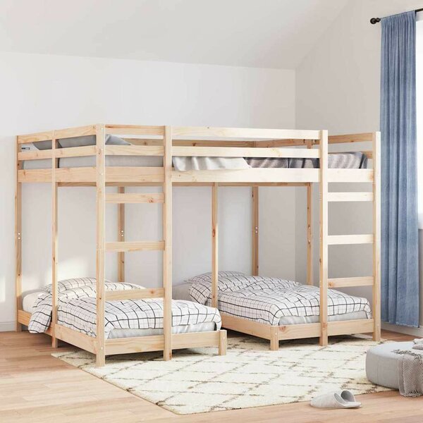 VidaXL Háromszintes emeletes ágykeret Barna 160 x 200 cm Tömör fenyőfa