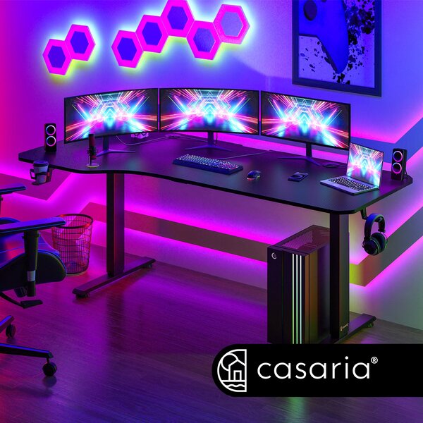 Casaria® Magasságban állítható irodai asztal 160x75x118 cm - fekete