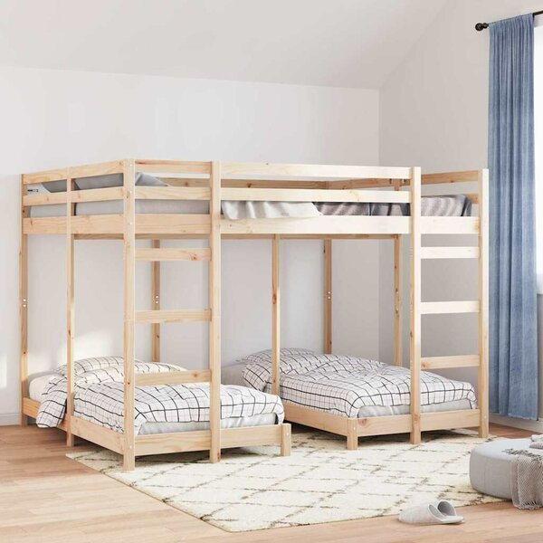 VidaXL Háromszintes emeletes ágykeret Barna 160 x 200 cm Tömör fenyőfa