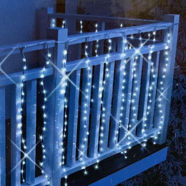 LED balkon fényfüggöny vízesés hatás, hideg fehér 2x1m (220 LED)