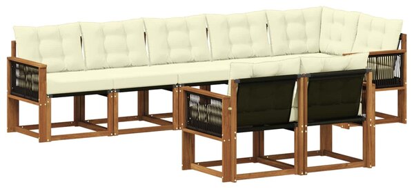 VidaXL Kültéri kanapé szett párnával 8 pcs Természetes és krémszínű