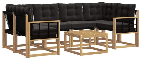 VidaXL Kültéri kanapé szett párnával 7 pcs Fehér és Fekete