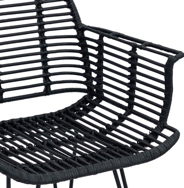 VidaXL Étkezőszék 2 pcs Fekete 57 x 54.5 x 85 cm Rattan és Vas
