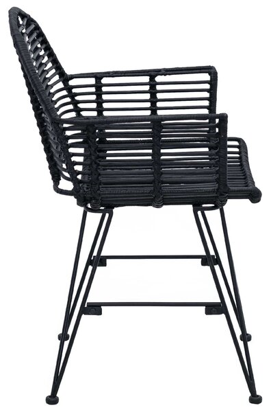 VidaXL Étkezőszék 2 pcs Fekete 57 x 54.5 x 85 cm Rattan és Vas